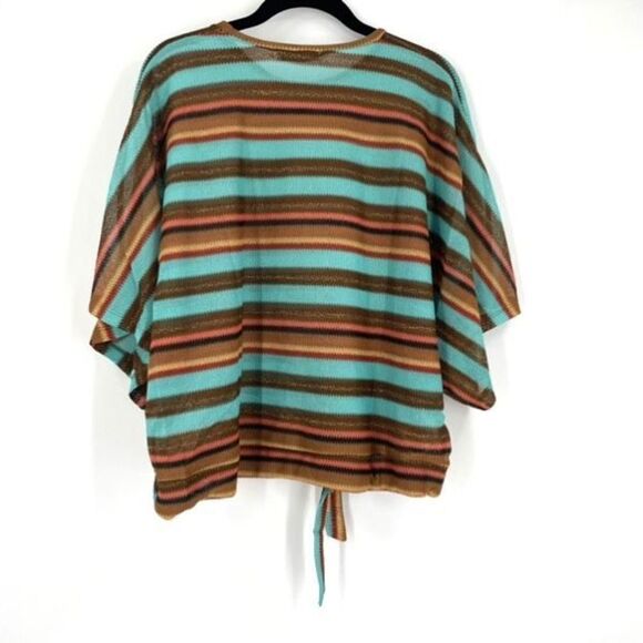 Zara Trafaluc‎ Oversized Boho Stripe Knit Semi Sheer Lightweight Top Shirt Small - Picture 2 of 7